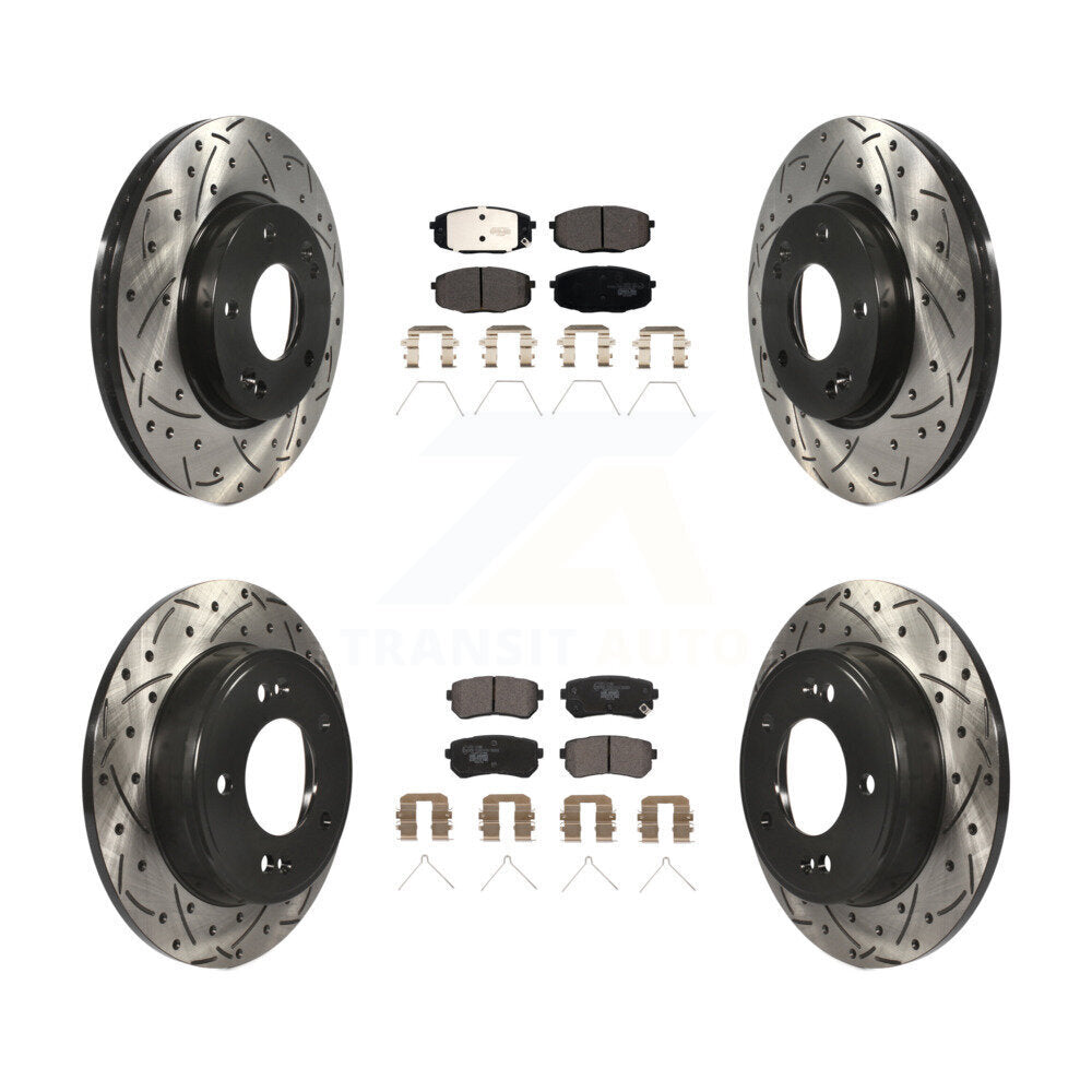 Kit de plaquettes de frein en céramique, Rotors de frein à fente avant et arrière, pour Hyundai Kona Kia Selto