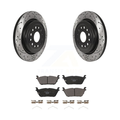 Rotors de frein à disque fendus percés à revêtement arrière et kit de plaquettes en céramique pour Ram 1500