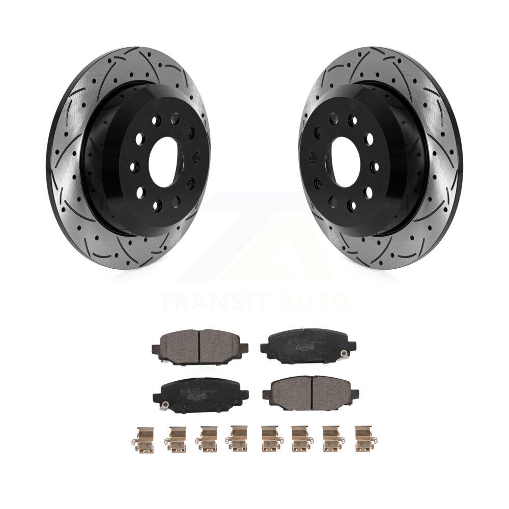 Kit de plaquettes de frein en céramique, Rotors de frein à fente arrière percés pour Jeep Wrangler Spor 2018 – 2020