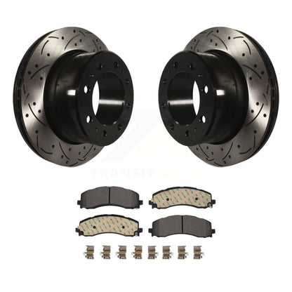 Rotor de frein à disque fendu percé à revêtement arrière et Kit de plaquettes en céramique pour Ram 2500 350