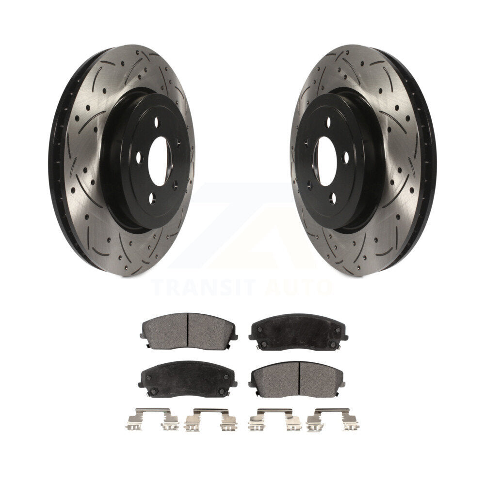 Rotor de frein à fente percée avant et Kit de plaquettes en céramique pour Dodge Charger RWD avec 3.6
