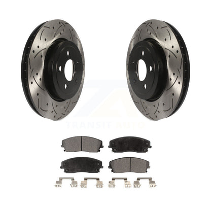 Rotor de frein à fente percée avant et Kit de plaquettes en céramique pour Dodge Charger RWD avec 3.6