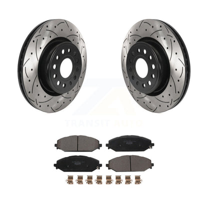 Rotors de frein à disque fendus percés à revêtement avant et kit de plaquettes en céramique pour Ram 150