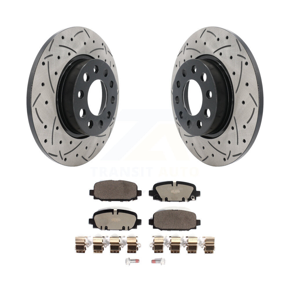 Rotors de frein à disque fendus percés à revêtement arrière et Kit de plaquettes en céramique pour Jeep Compas