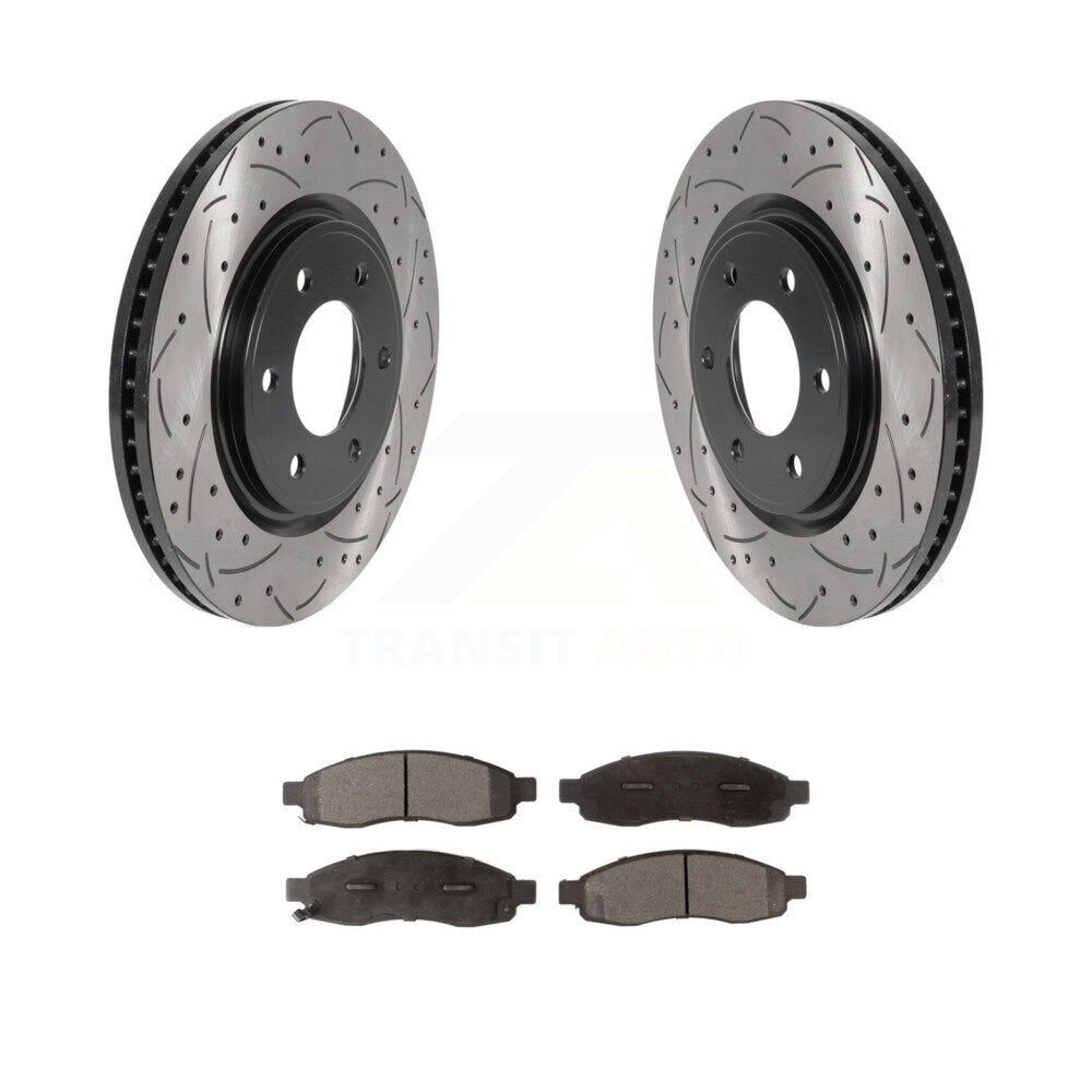 Kit de plaquettes en céramique pour rotors de frein à fente avant percés, pour Nissan TITAN 2007 à partir de 04 0