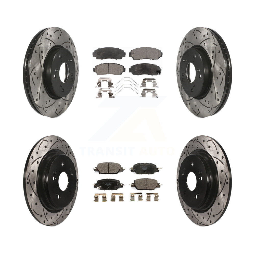 Kit de Rotor de frein à disque et de plaquettes en céramique, revêtement avant et arrière, fente percée, pour Honda CR-