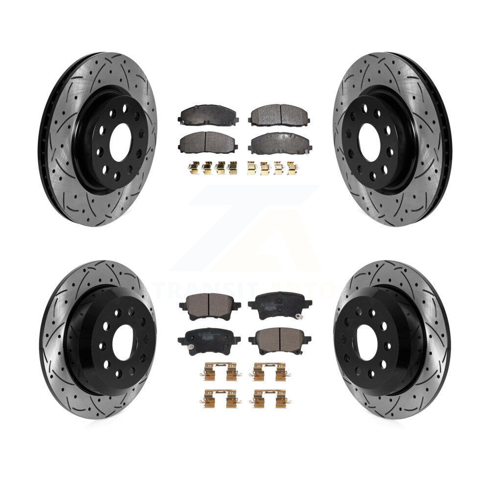 Kit de plaquettes en céramique pour Rotors de frein à disque, fente de perçage avant et arrière, pour Jeep Wrangle