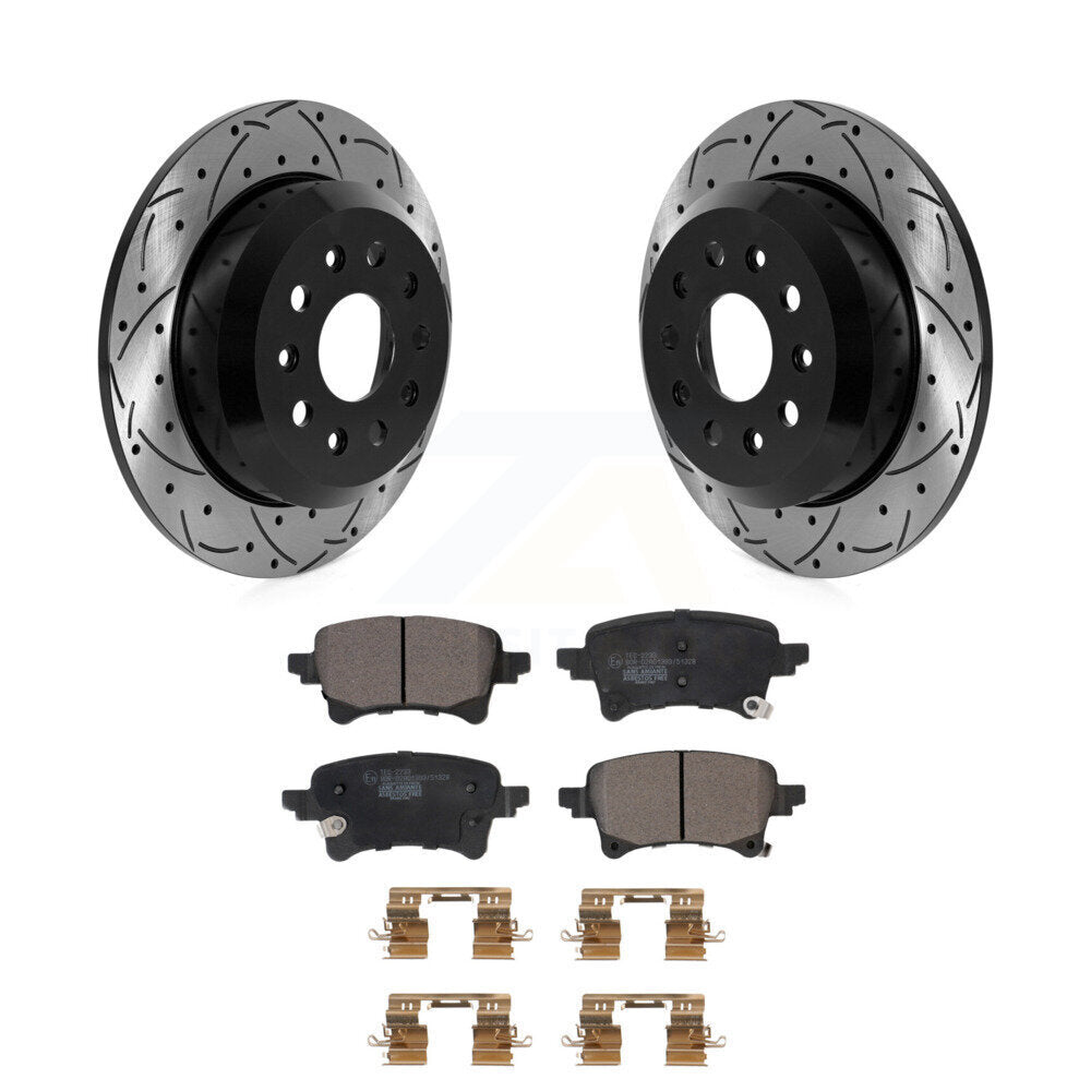 Rotor de frein à disque fendu percé à revêtement arrière et Kit de plaquettes en céramique pour Jeep Wrangle