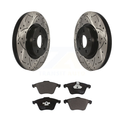 Rotors de frein à disque fendus percés à revêtement avant et kit de plaquettes en céramique pour Volvo S4