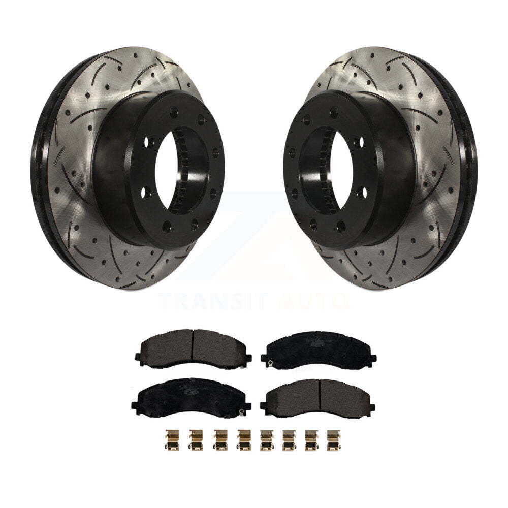 Rotors de frein à disque fendus avec revêtement avant, Kit de plaquettes en céramique pour Ram 2500 350