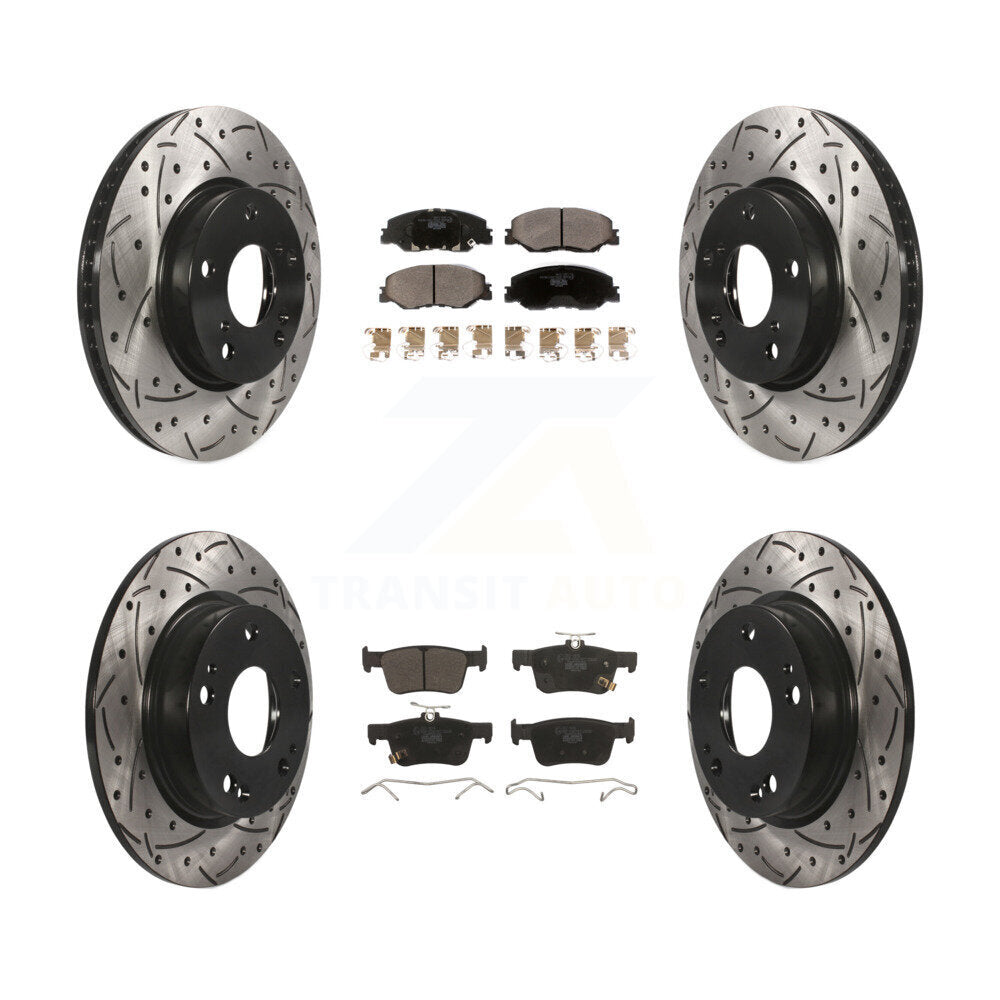 Kit de plaquettes en céramique pour rotors de frein à disque à fente percée avant et arrière pour Honda Civi