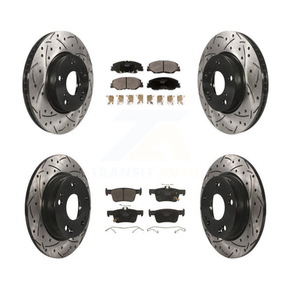 Kit de plaquettes en céramique pour rotors de frein à disque à fente percée avant et arrière pour Honda Civi