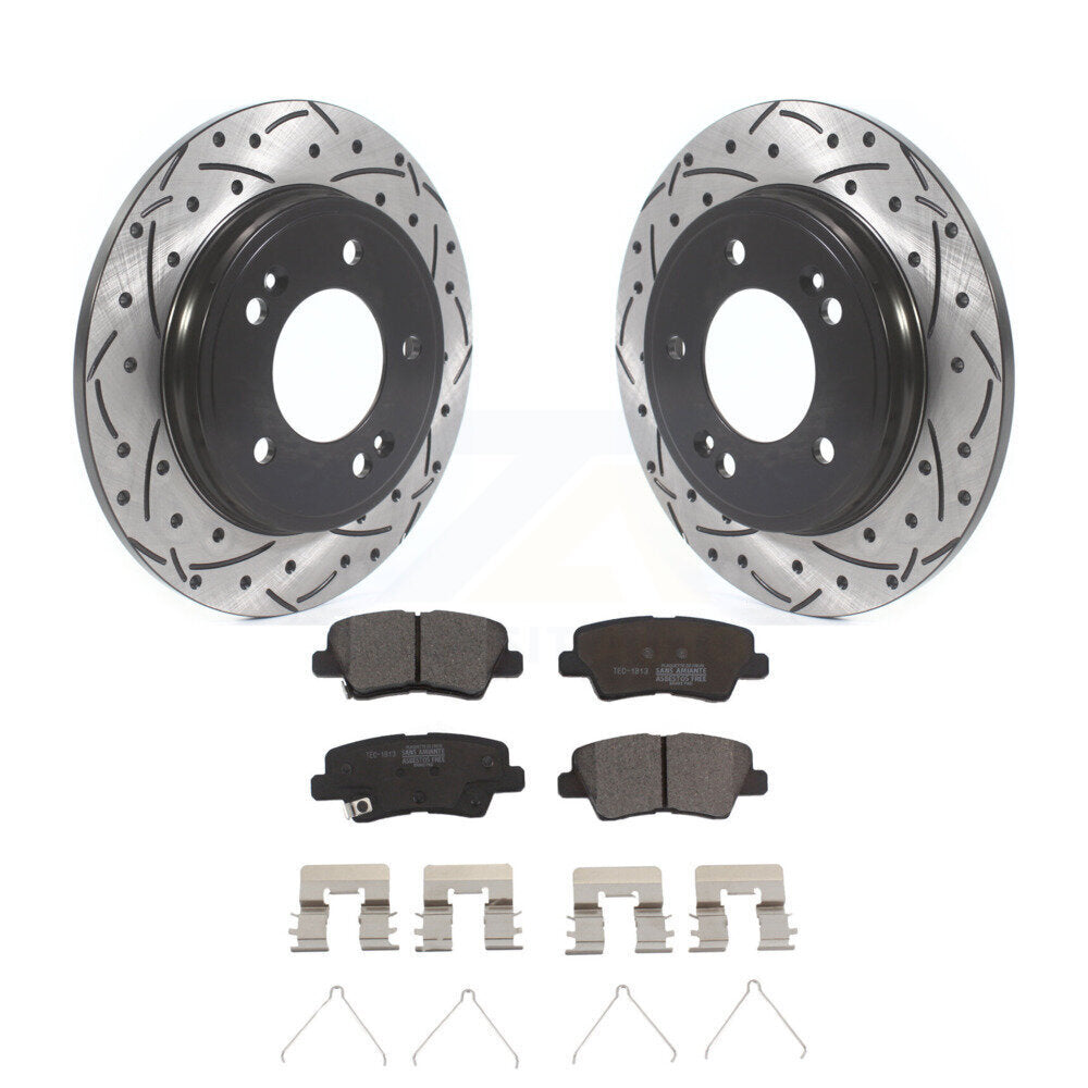 Kit de plaquettes en céramique pour Rotors de frein à disque, fente de perçage arrière, pour Kia Forte Hyundai Veloste
