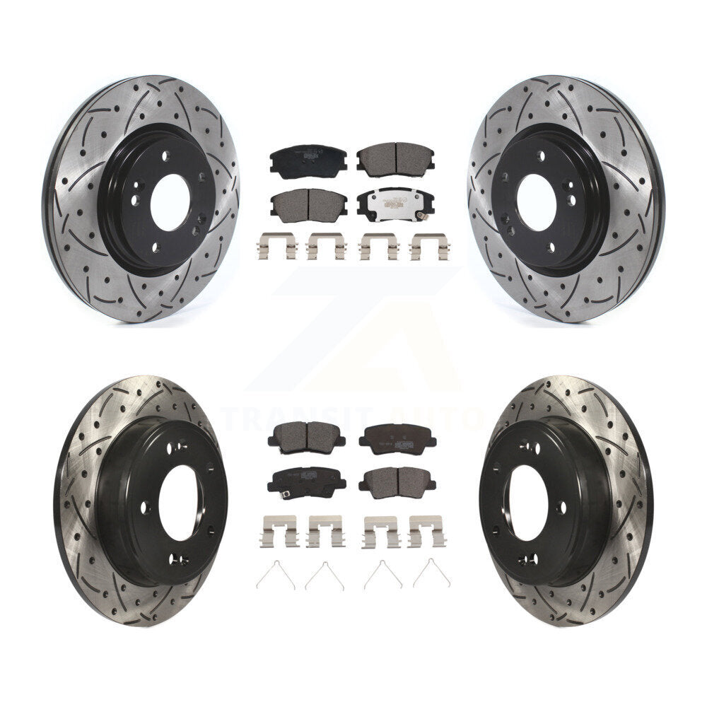 Kit de plaquettes de frein en céramique, rotors de frein à disque fendus, revêtement avant et arrière, pour Kia Sou