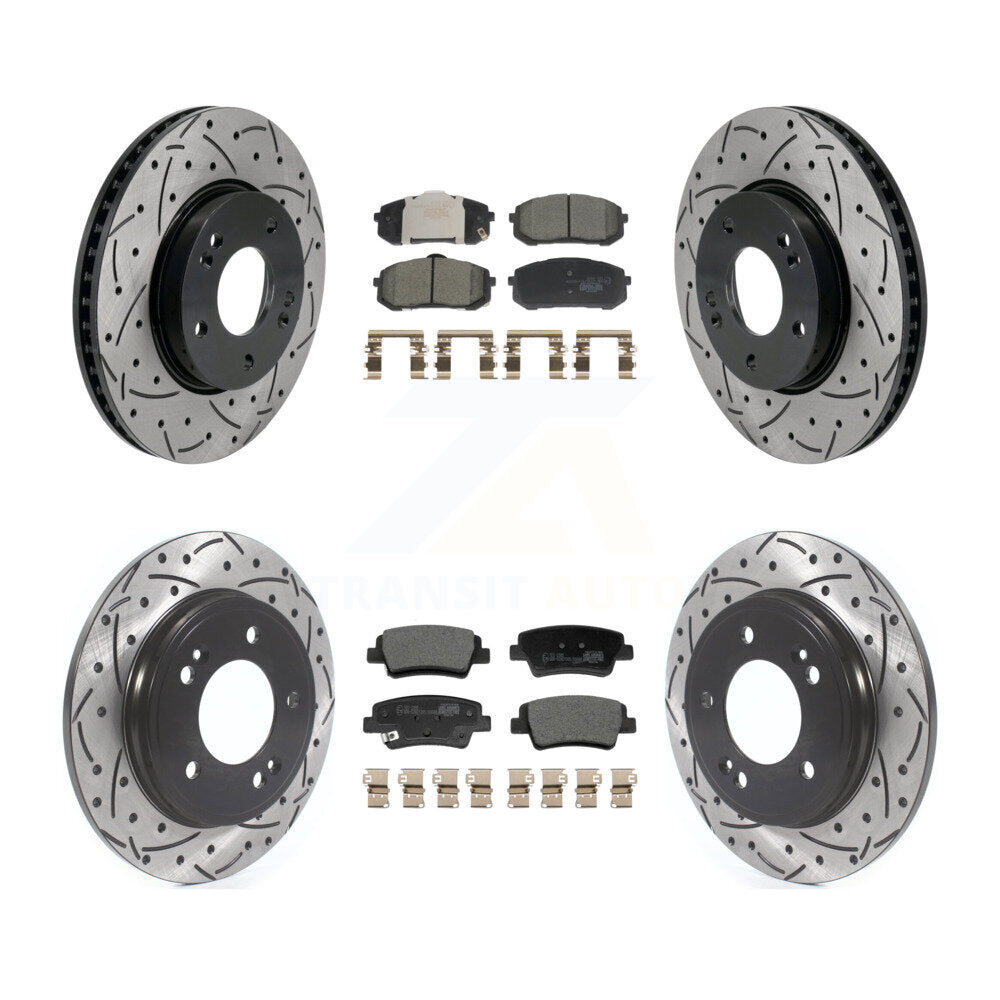 Kit de plaquettes en céramique pour Rotors de frein à disque, fente de perçage avant et arrière, pour Hyundai Elantr
