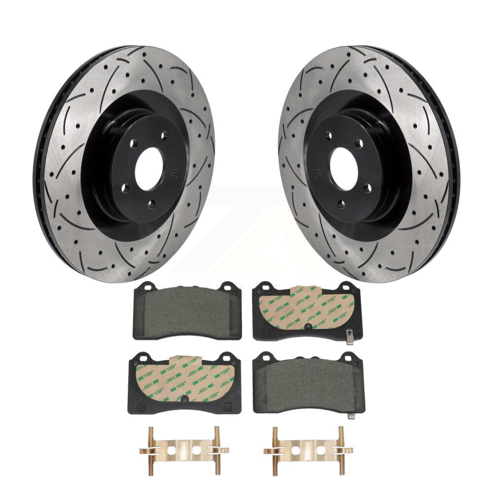Kit de plaquettes en céramique pour rotors de frein à disque à fente avant percée pour Ford Focus R 2016 – 2018