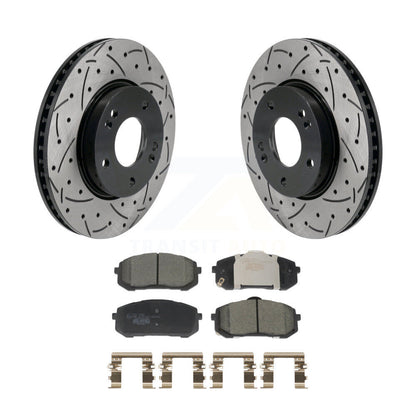 Rotor de frein à disque à fente percée avec revêtement avant et Kit de plaquettes en céramique pour Hyundai Elantr