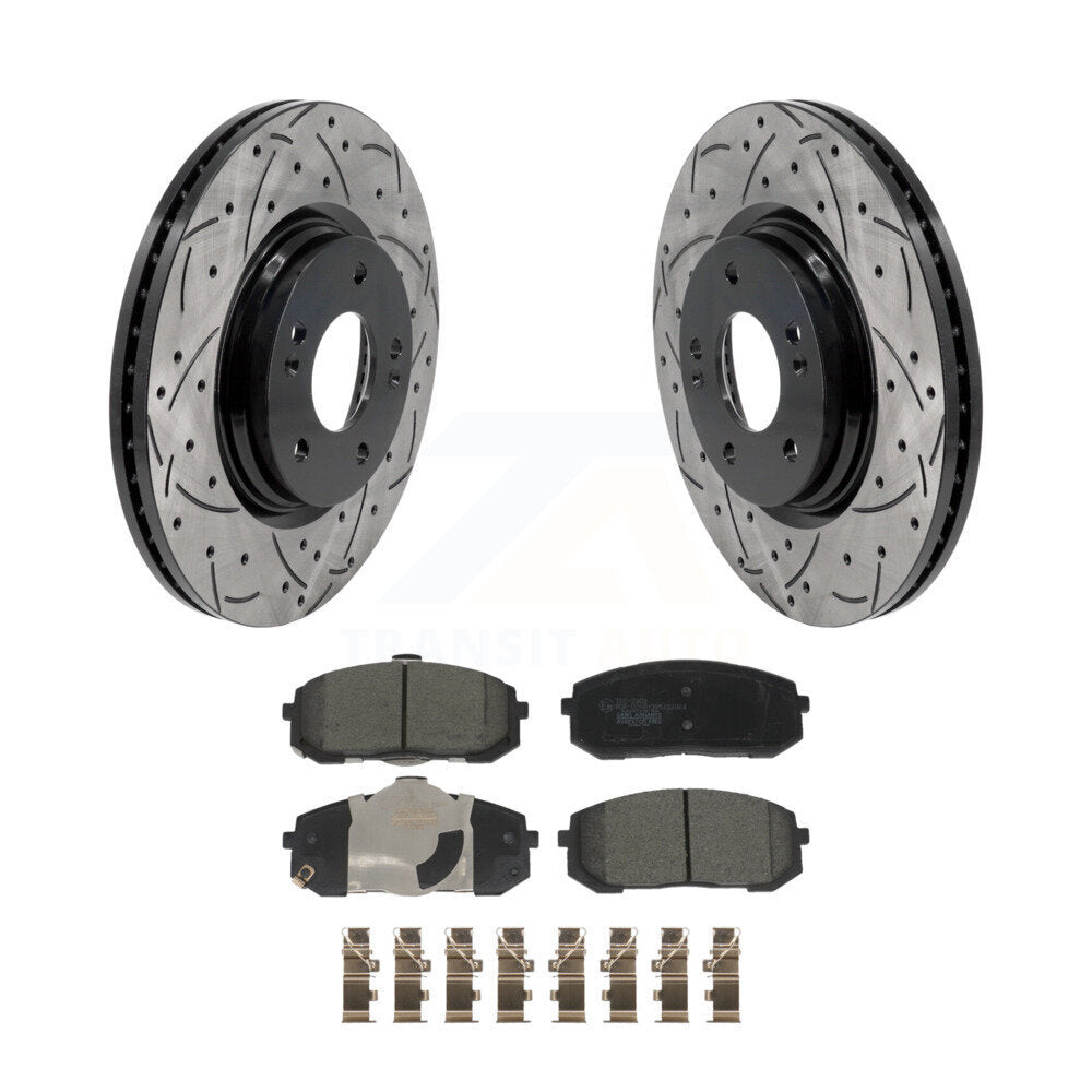 Kit de plaquettes en céramique pour Rotor de frein, fente de perçage avant, pour Hyundai Elantra Sonata Kia Nir