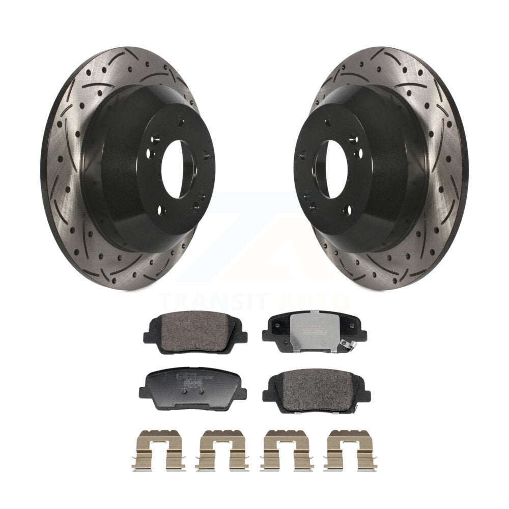 Kit de plaquettes de frein en céramique, Rotors de frein à fente arrière percés pour Hyundai Santa Fe Sport Kia X