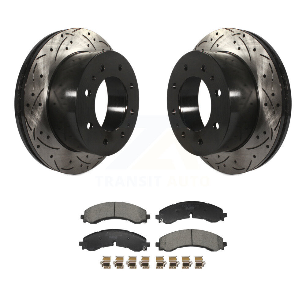 Rotor de frein à fente arrière percé et Kit de plaquettes en céramique pour GMC Chevrolet Sierra 2500 H