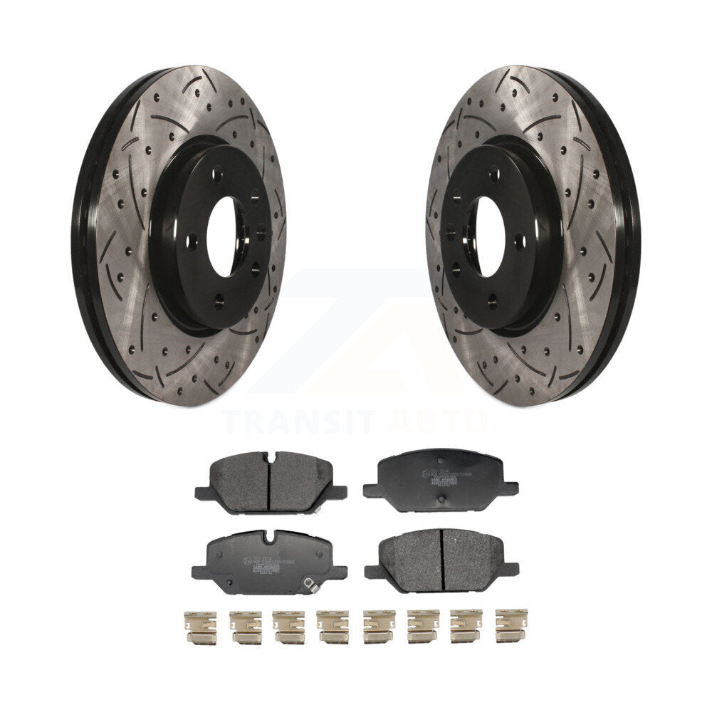 Rotors de frein à disque fendus percés à revêtement avant et kit de plaquettes en céramique pour GMC Terrai