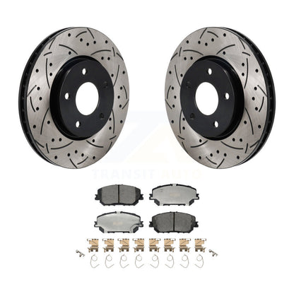 Rotor de frein à disque fendu percé à revêtement avant et Kit de plaquettes en céramique pour Nissan Rogu