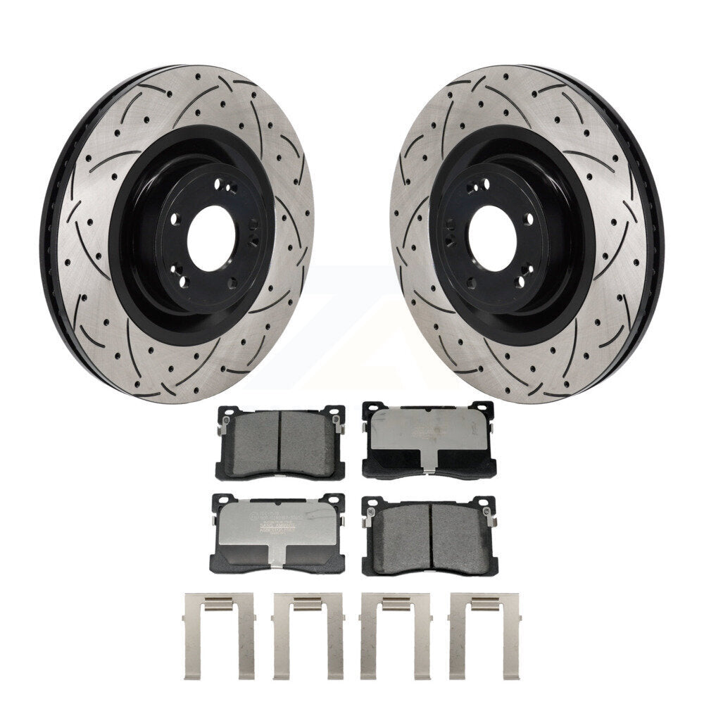 Kit de Rotor de frein à disque et de plaquettes en céramique, fente avant percée, pour Hyundai Equus Kia K90