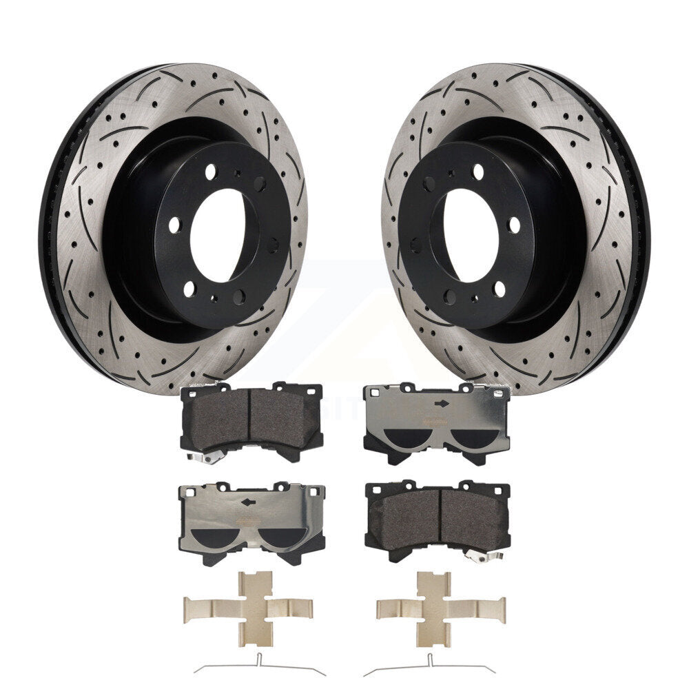 Rotor de frein à fente avant percé et Kit de plaquettes en céramique pour Toyota Tundra Sequoia Lexu
