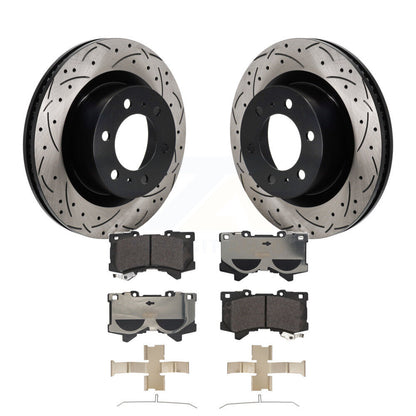 Rotor de frein à fente avant percé et Kit de plaquettes en céramique pour Toyota Tundra Sequoia Lexu