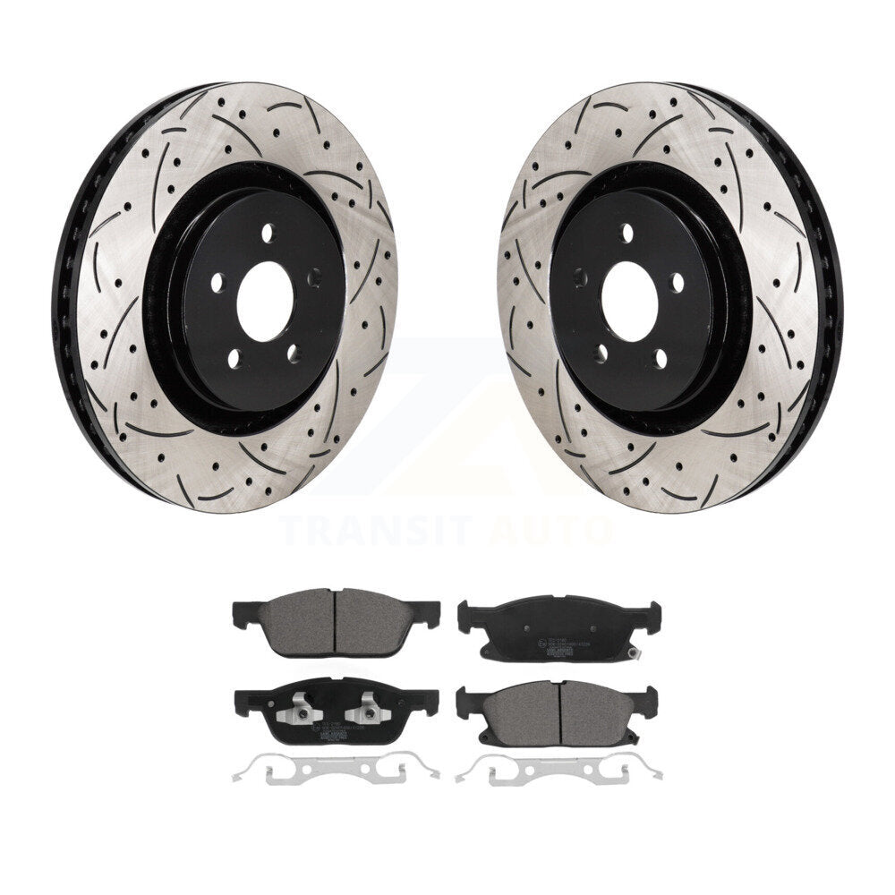 Kit de plaquettes en céramique pour Rotor de frein à disque, fente avant percée, pour Ford Edge 2019 2024 2.7