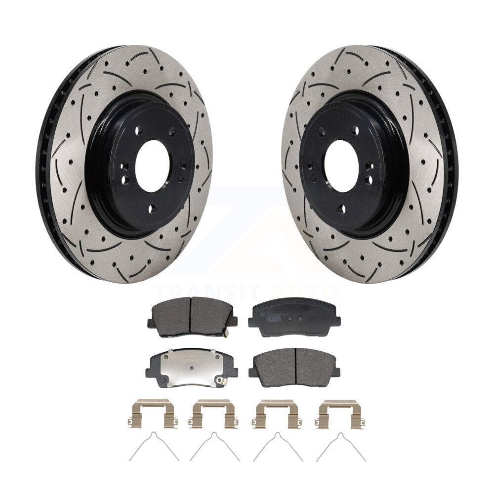 Kit de plaquettes de frein en céramique, Rotors de frein à disque à fente avant percée pour Genesis G70 Kia Stinge