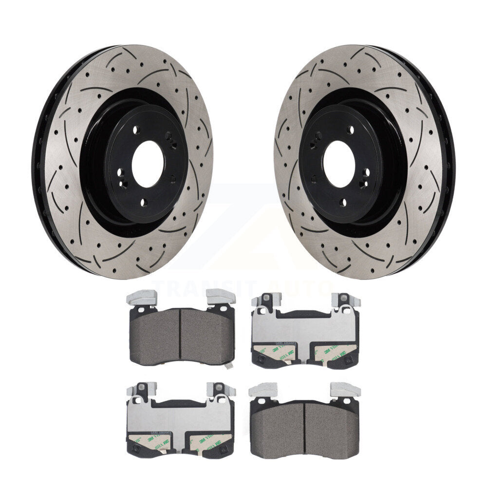 Kit de plaquettes de frein en céramique, Rotors de frein à disque à fente avant percée pour Genesis G70 Kia Stinge