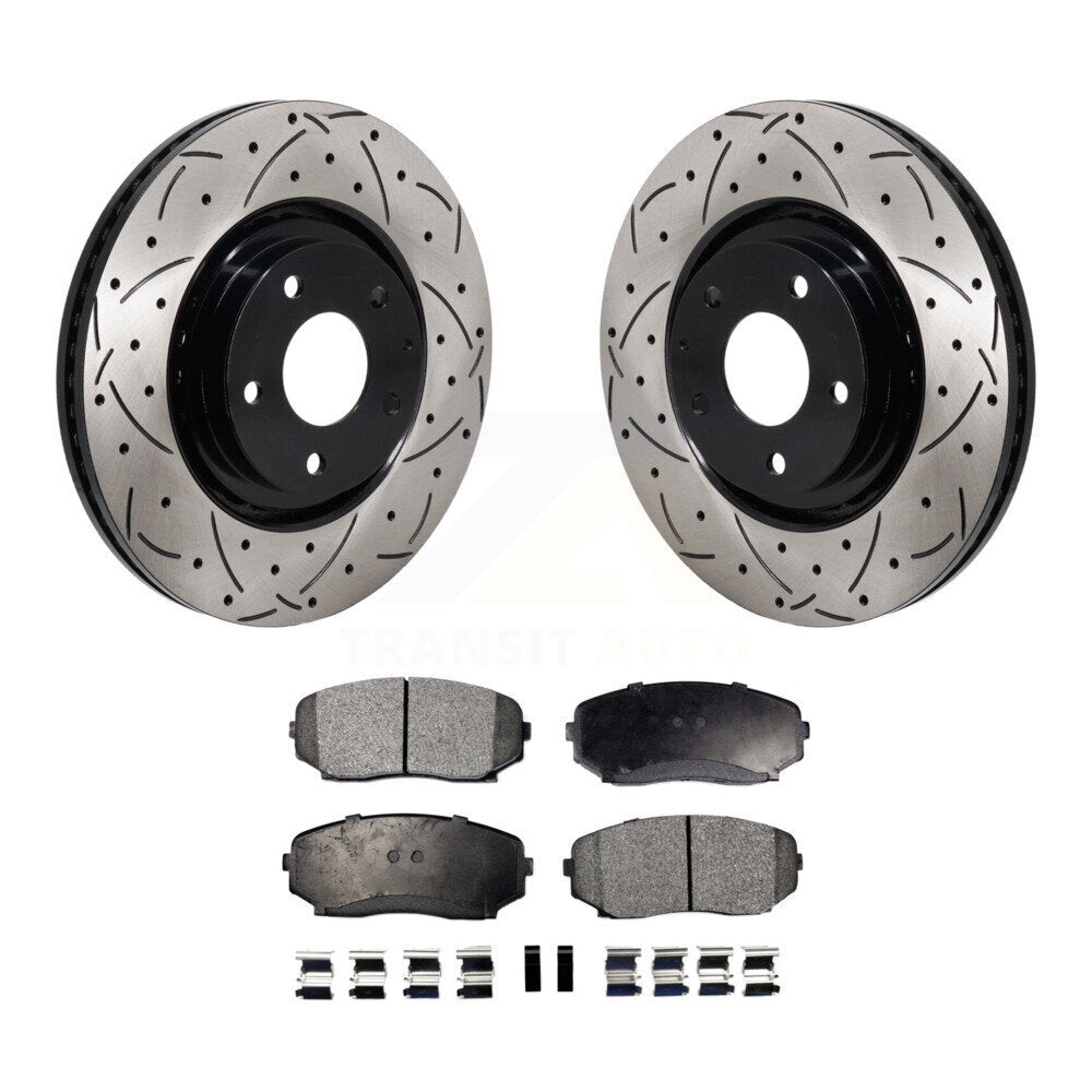 Rotor de frein à disque à fente percée avec revêtement avant et Kit de plaquettes en céramique pour Mazda CX-5 CX-