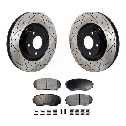 Rotor de frein à disque à fente percée avec revêtement avant et Kit de plaquettes en céramique pour Mazda CX-5 CX-