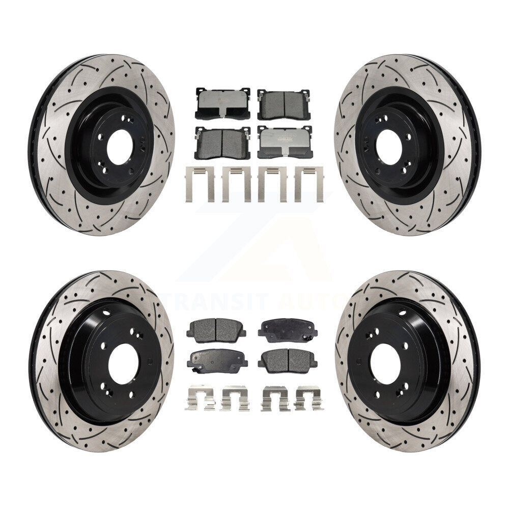 Kit de Rotor de frein et de plaquettes en céramique, fente avant et arrière percée, pour Hyundai Equus Kia K90