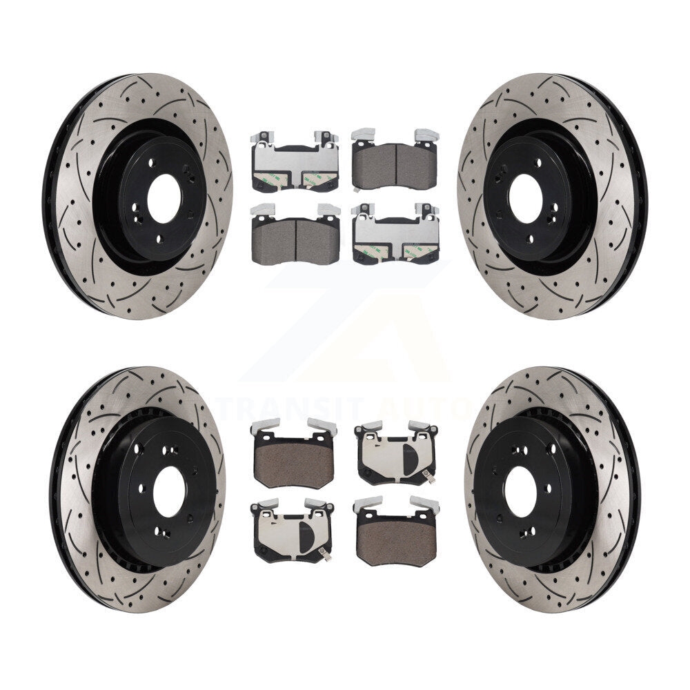Kit de plaquettes de frein en céramique, Rotors de frein à fente avant et arrière percés pour Kia Stinger Genesis G7