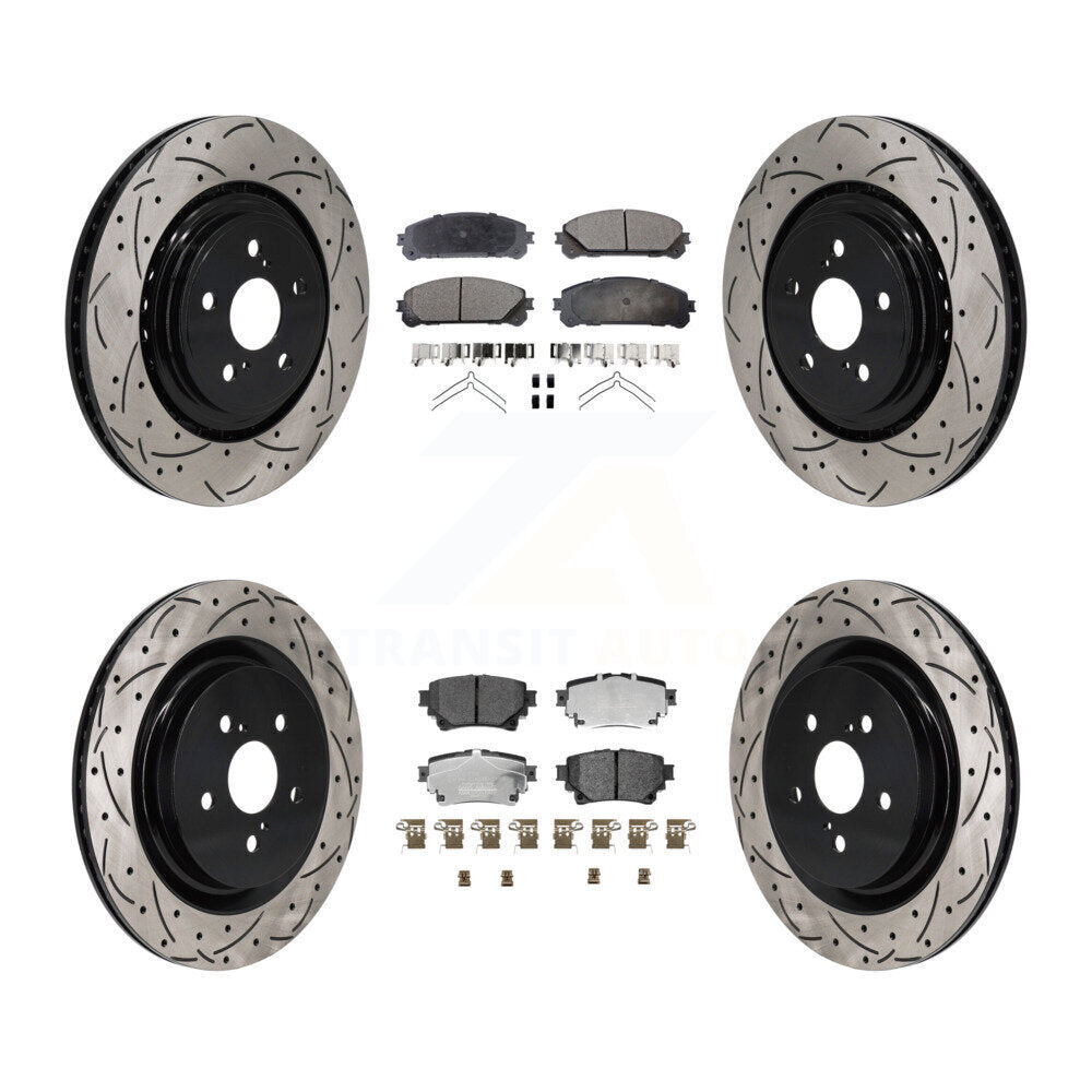 Kit de plaquettes en céramique pour rotors de frein à fente avant et arrière, pour Toyota Highlande 20-22
