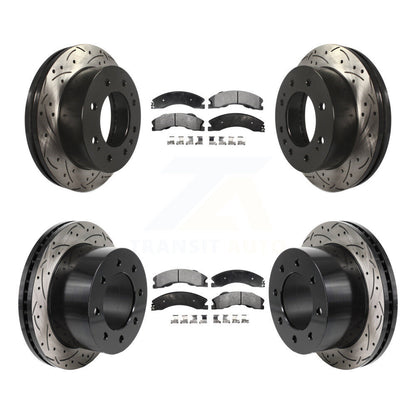 Rotors de frein à disque à fente avant et arrière, Kit de plaquettes en céramique pour GMC Sierra 3500 H