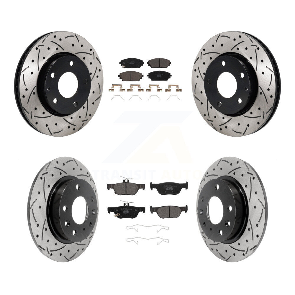 Kit de Rotor de frein à disque et de plaquettes en céramique, fente avant et arrière percée, pour Mazda 3 Sport FW