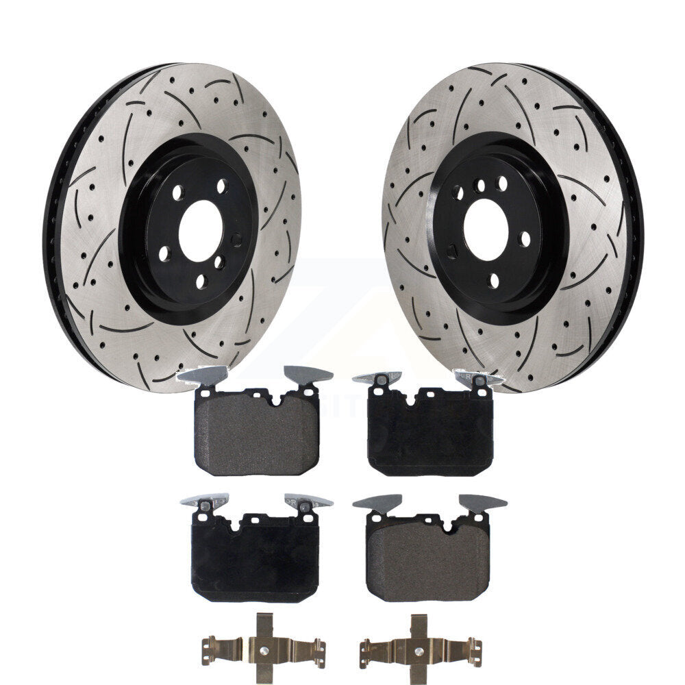 Rotors de frein à disque fendus percés à revêtement avant et kit de plaquettes en céramique pour Mini Coope