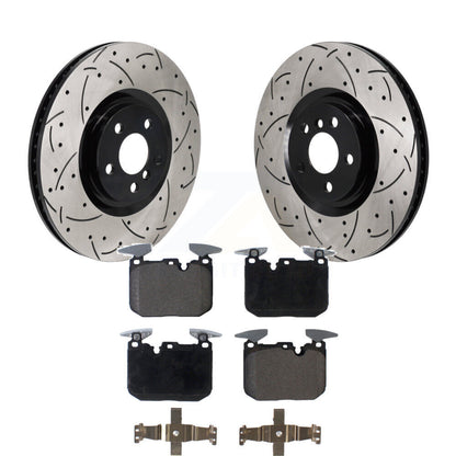 Rotors de frein à disque fendus percés à revêtement avant et kit de plaquettes en céramique pour Mini Coope