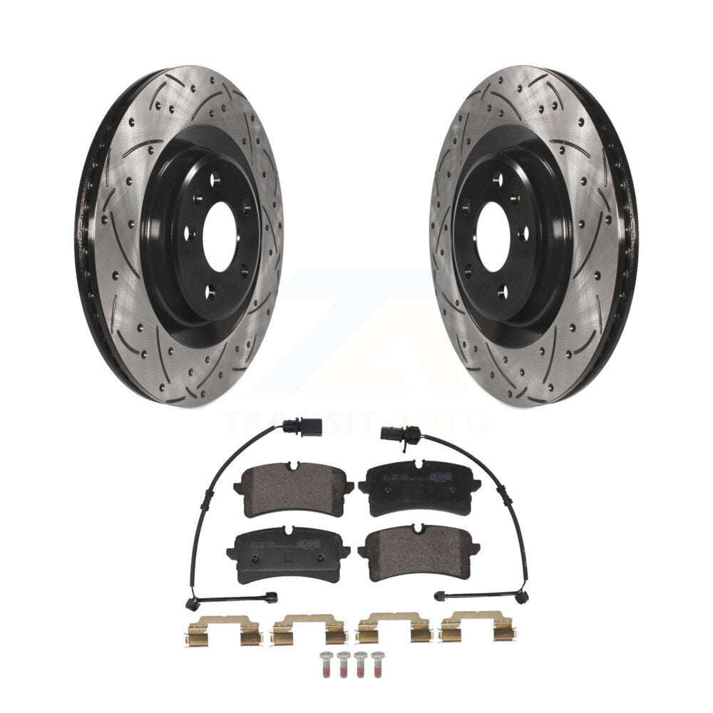 Kit de plaquettes en céramique de Rotor de frein à disque fendu percé à revêtement arrière pour Audi A7 Quattr