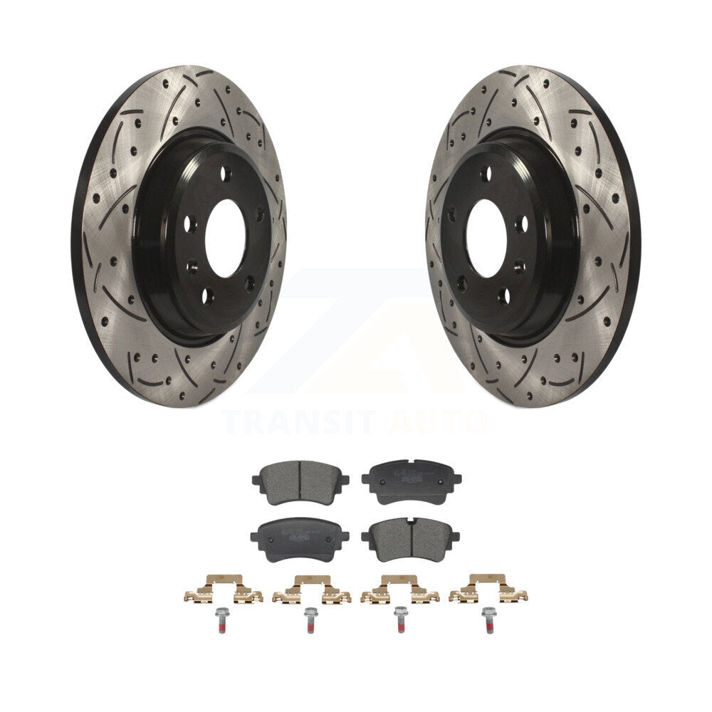 Rotor de frein à fente arrière percé et Kit de plaquettes en céramique pour Audi A4 Quattro A5 Sportbac