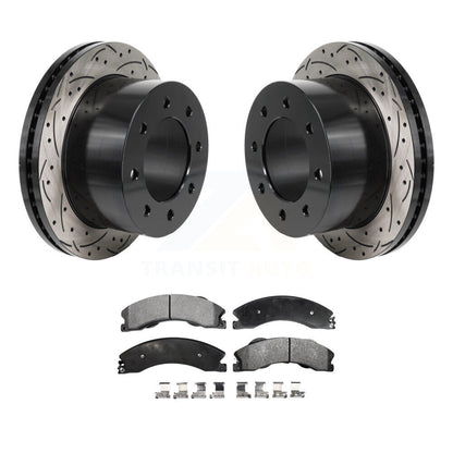 Rotor de frein à fente arrière percé et Kit de plaquettes en céramique pour GMC Sierra 3500 HD Chevrole