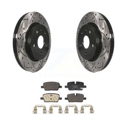 Rotors de frein à disque fendus percés à revêtement arrière et Kit de plaquettes en céramique pour Cadillac CT