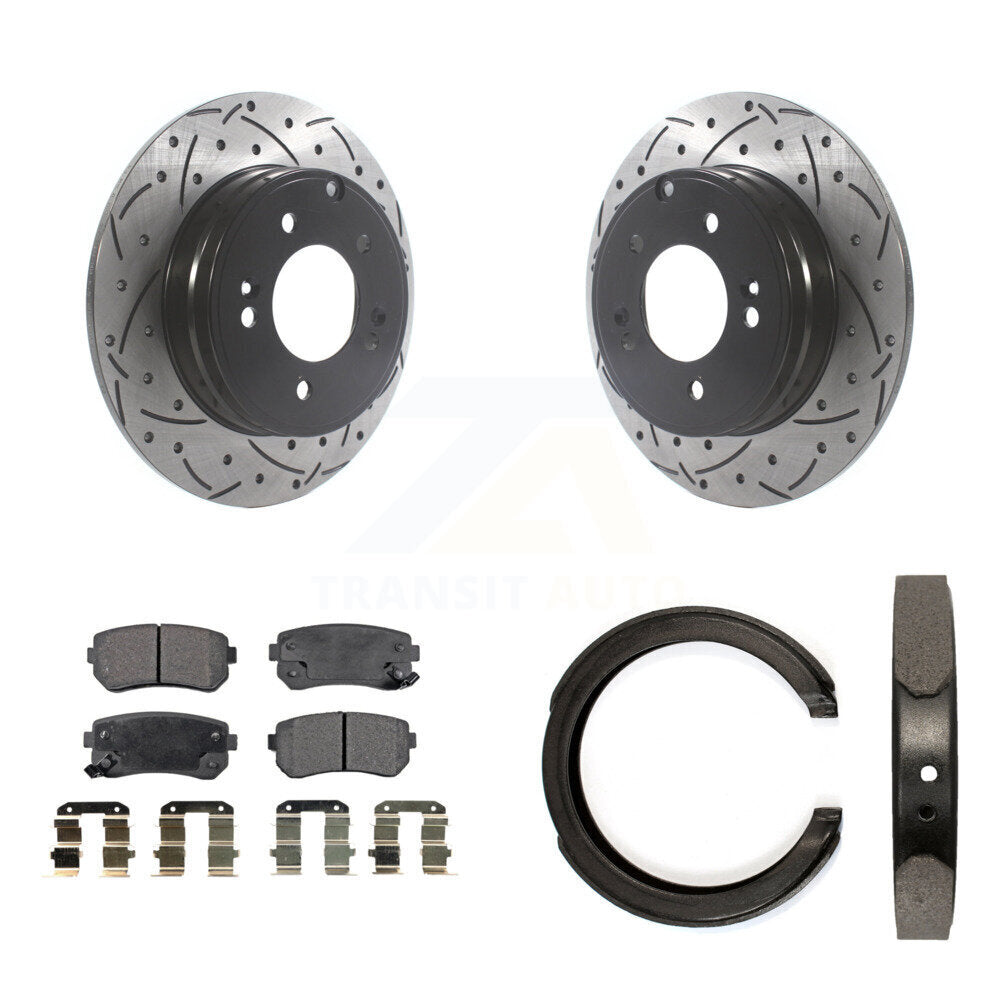 Kit de chaussures de stationnement à disques arrière, Rotors percés et fendus, plaquettes en céramique, pour Hyundai