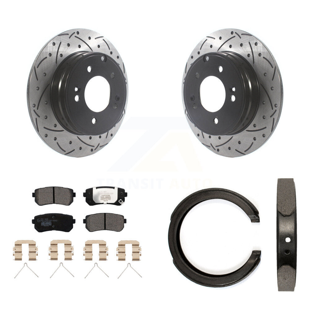 Kit de chaussures de stationnement à disques arrière, Rotors percés et fendus, plaquettes en céramique, pour Kia Optim