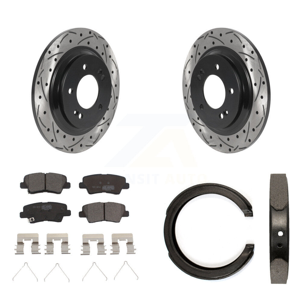 Kit de chaussures de stationnement à disques arrière, Rotors percés et fendus, plaquettes en céramique, pour Kia Optim