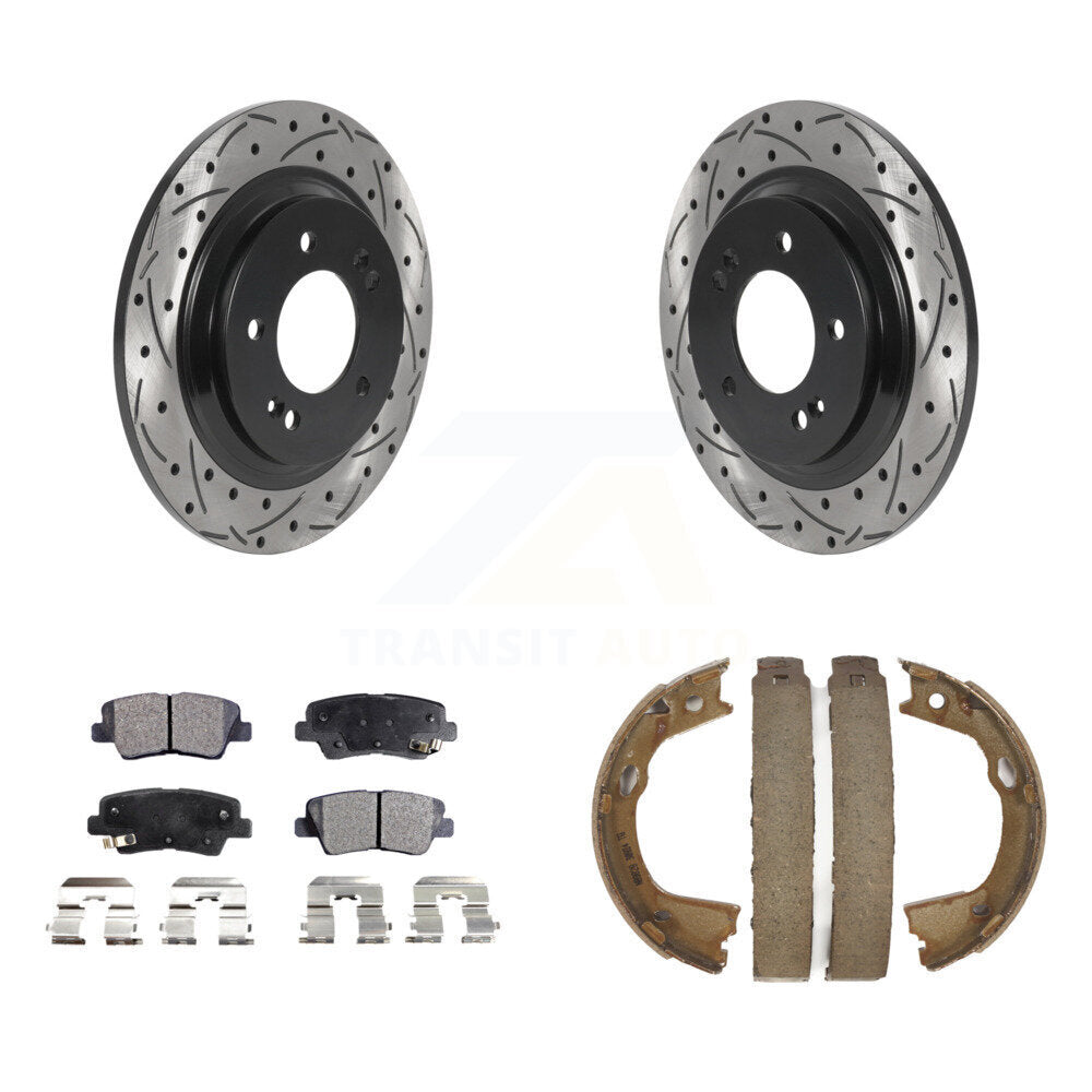 Kit de chaussures de stationnement à disques arrière, Rotors percés et fendus, plaquettes en céramique, pour Kia Optim
