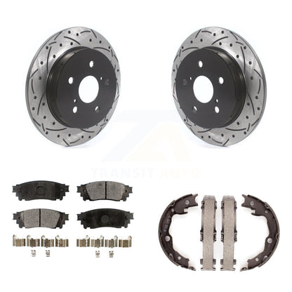 Kit de plaquettes en céramique et de chaussures de stationnement à disque arrière, Rotors percés et fendus, pour Toyot